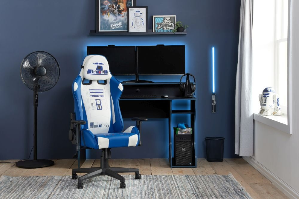 Disney R2D2 Hero Blue and White Faux Leather Gaming Chair