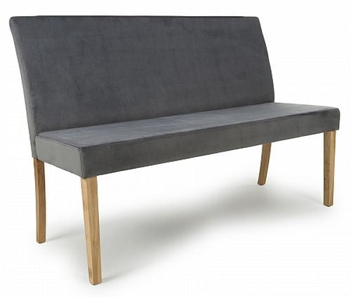 Durham Large Backed Brushed Velvet Grey Bench