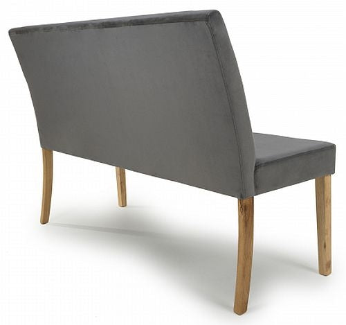 Durham Large Backed Brushed Velvet Grey Bench