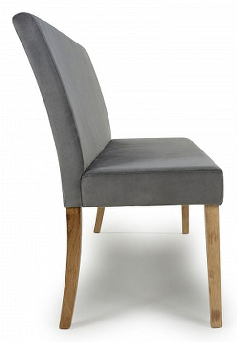 Durham Large Backed Brushed Velvet Grey Bench