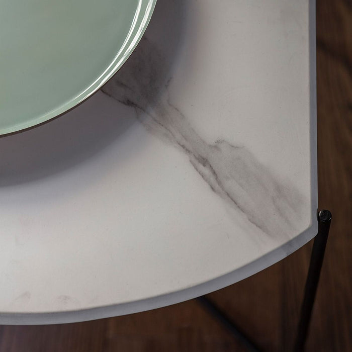 Elyse White Marble Effect Side Table