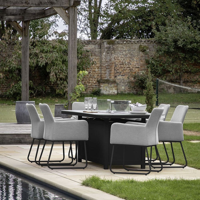 Elba 160cm Slate Dining Set with Fire Pit Table