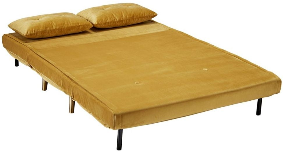 Madison Mustard Plush Velvet Sofa Bed