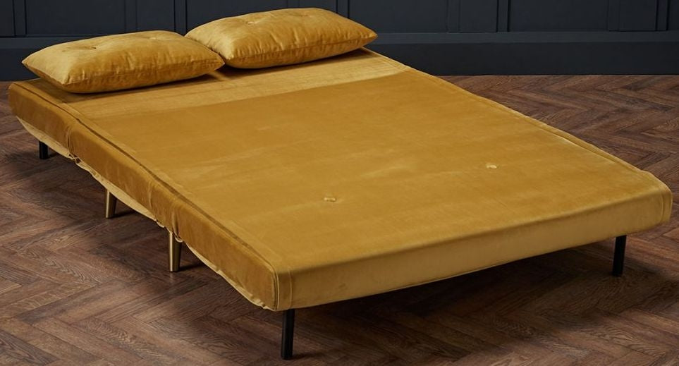 Madison Mustard Plush Velvet Sofa Bed