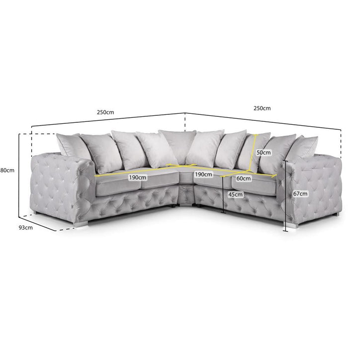 Ankara Silver Large Corner Sofa