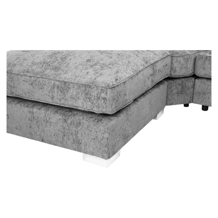Bishop Fullback Platinum Velvet Fabric U Shape Corner Sofa Suite