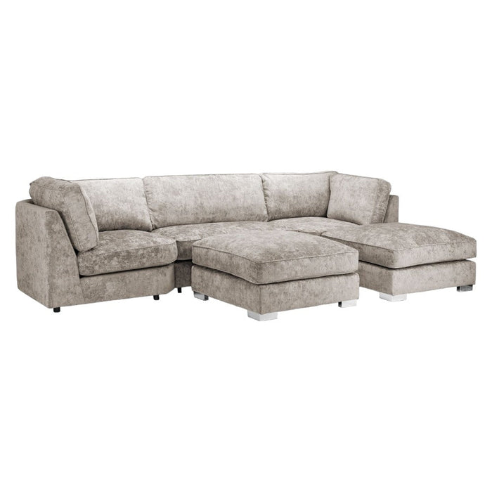 Bishop Fullback Truffle Velvet Fabric U Shape Corner Sofa Suite