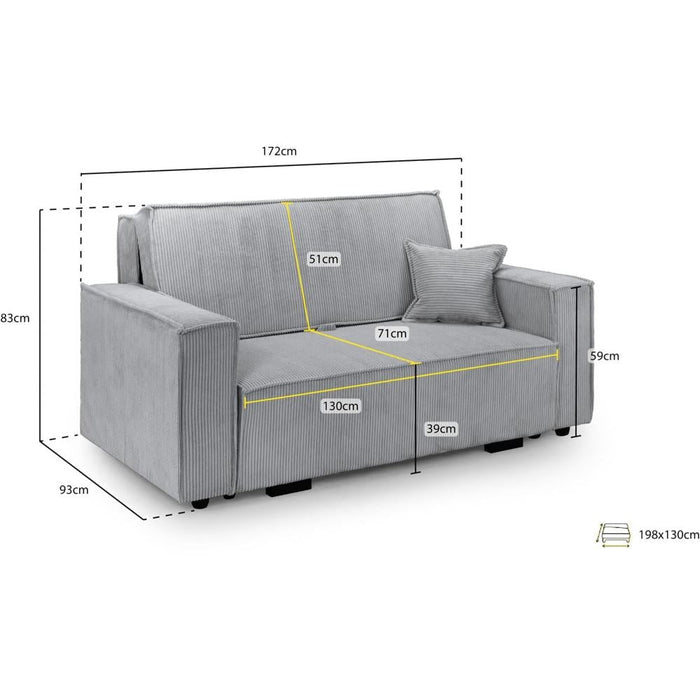 Cassia Grey 2 Seater Sofabed with Storage