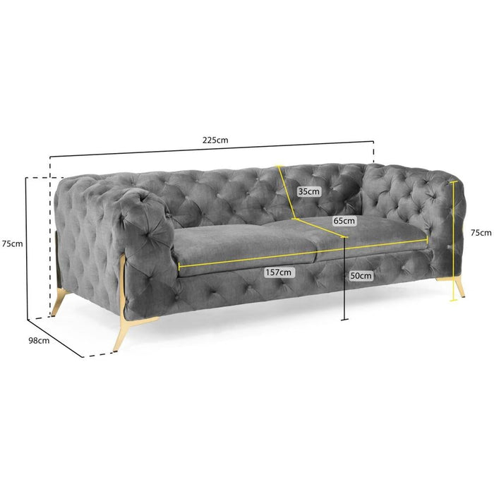 Chelsea Chesterfield Grey 3 Seater Sofa