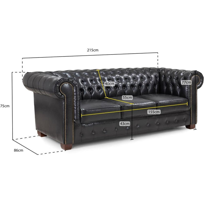 Chesterfield Oxblood Red 3 Seater Sofa
