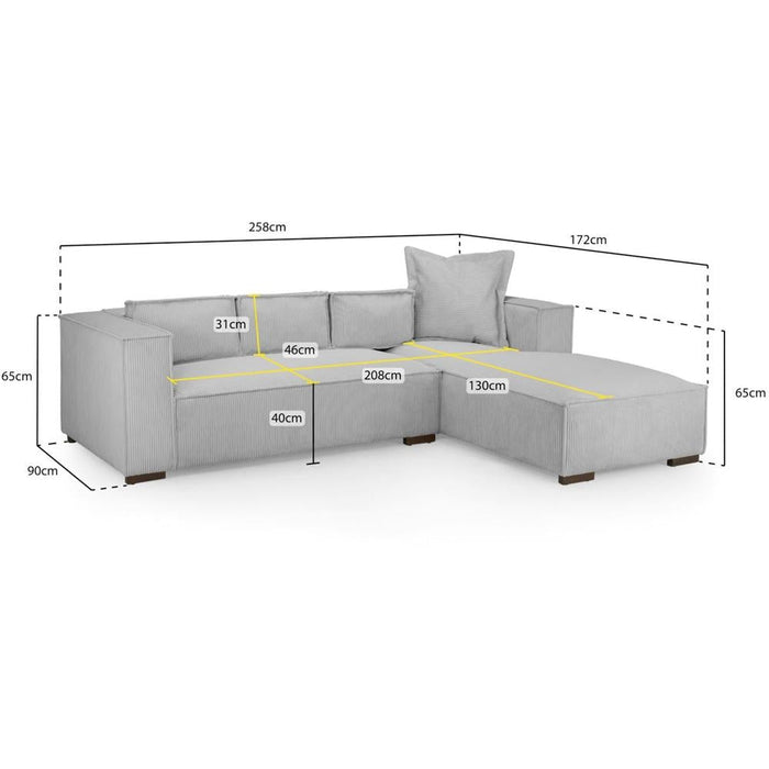 Chloe Grey Right Hand Facing Corner Sofa