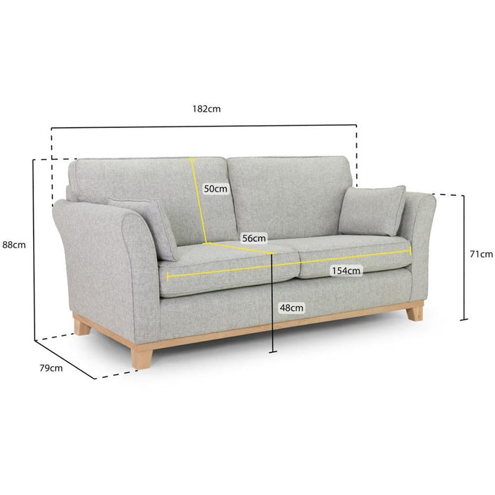 Delta Grey 3 Seater Sofa