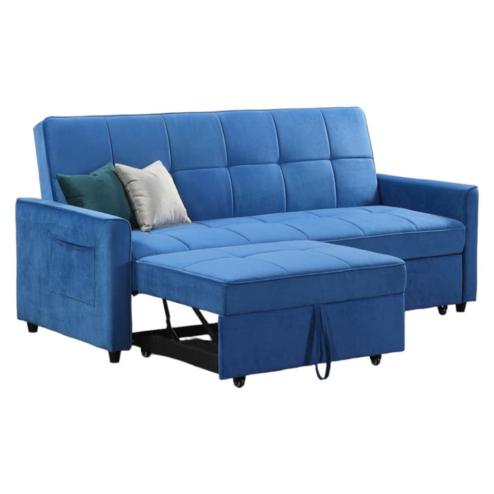 Elegance Blue Plush 3 Seater Sofabed