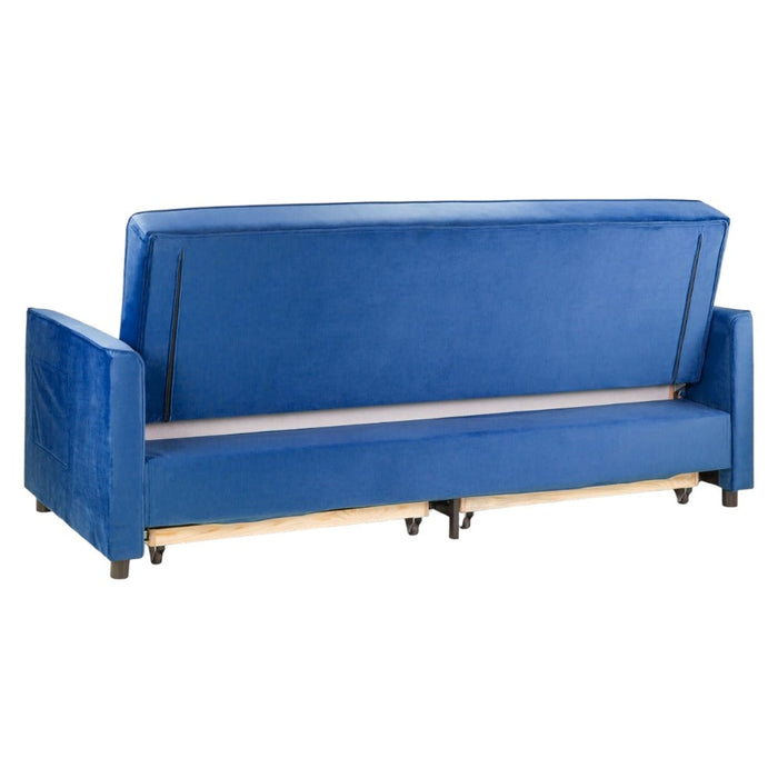 Elegance Blue Plush 3 Seater Sofabed