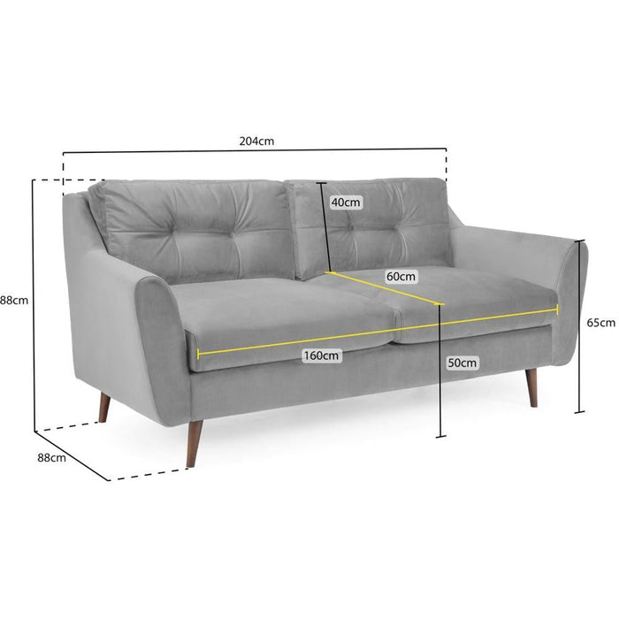 Halston Plush Blue 3 Seater Sofa