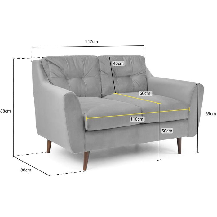 Halston Plush Grey 2 Seater Sofa