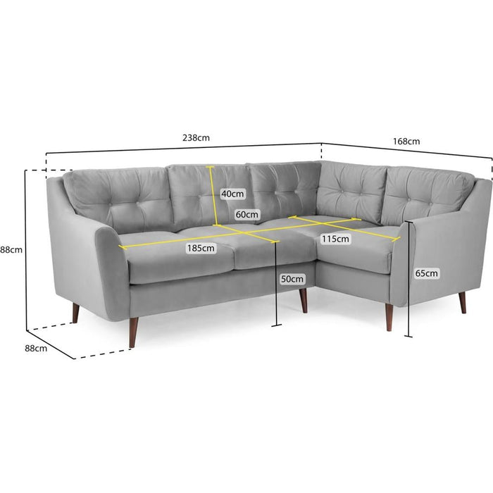 Halston Plush Grey Right Hand Facing Corner Sofa