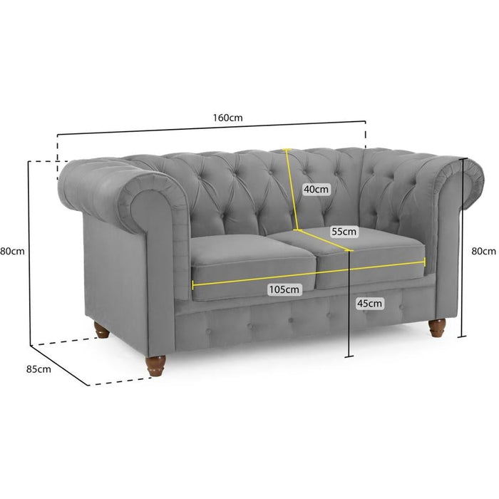 Kensington Flush Blue 2 Seater Sofa
