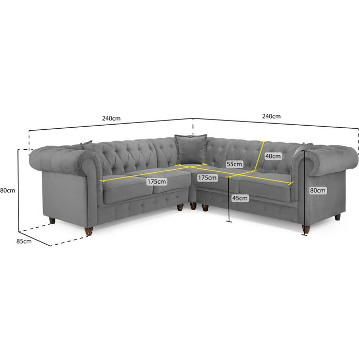 Kensington Flush Grey Large Corner Sofa