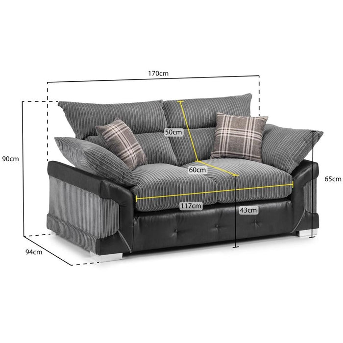Logan Black and Grey 2 Seater Sofa