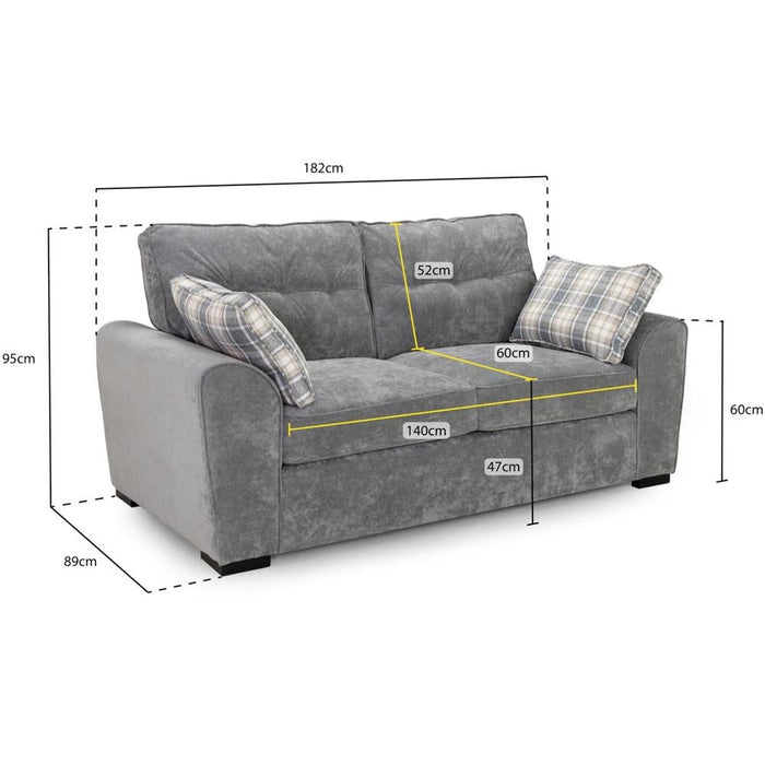 Maxwell Grey 3 Seater Sofa