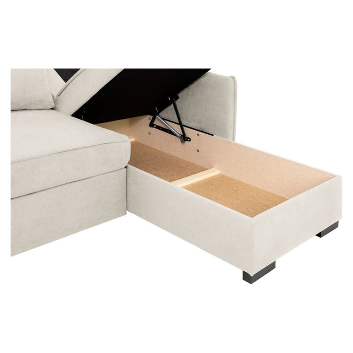 Miel Plush Beige Universal Corner Sofabed with Storage