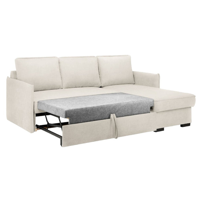 Miel Plush Beige Universal Corner Sofabed with Storage