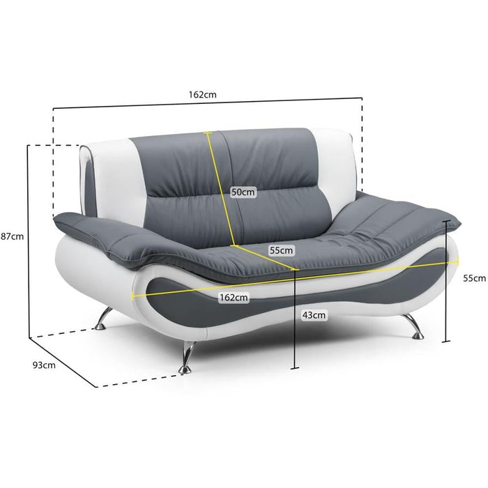 Napoli White and Black 2 Seater Sofa