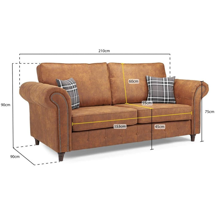Oakland Charcoal 3 Seater Sofa