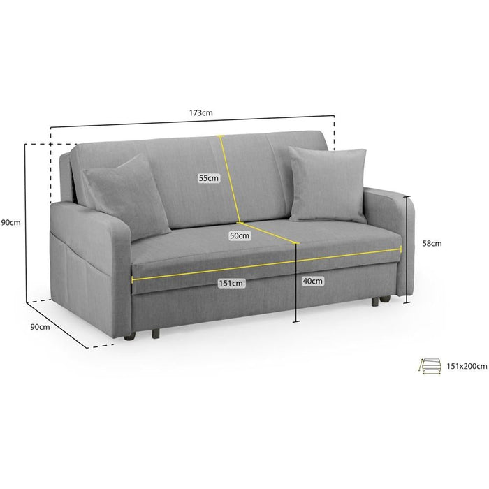 Penelope Grey 3 Seater Sofabed with Storage