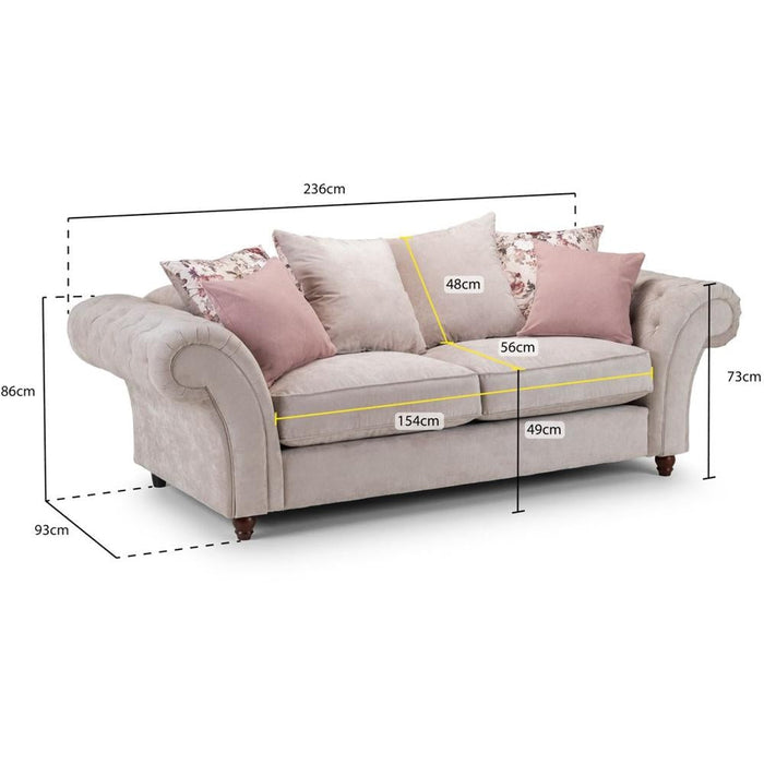 Roma Chesterfield Beige 3 Seater Sofa