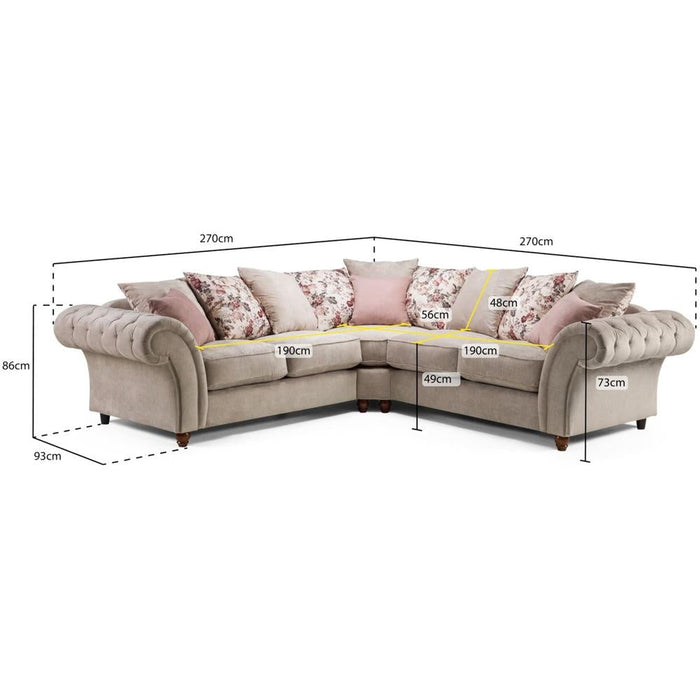 Roma Chesterfield Beige Large Corner Sofa
