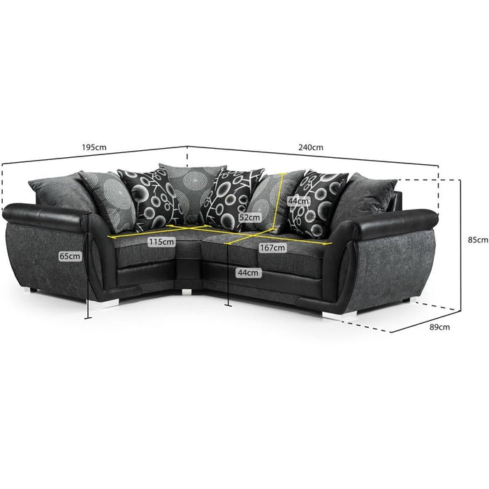 Shannon Black and Grey Left Hand Facing Corner Sofa