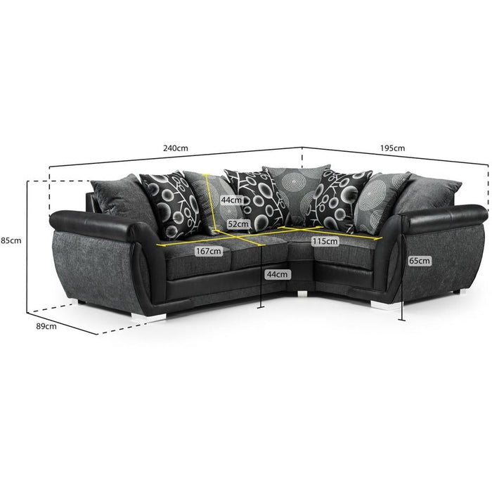 Shannon Black and Grey Right Hand Facing Corner Sofa