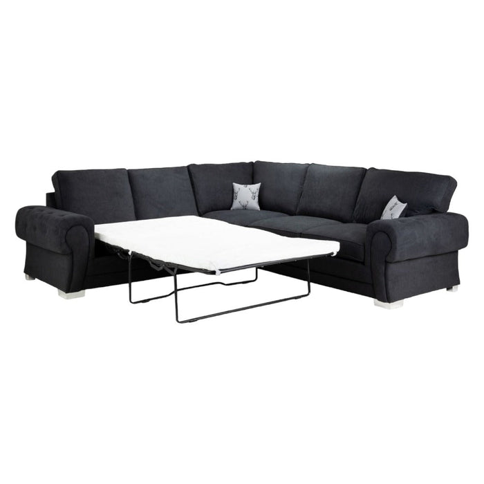 Verona Black Large Corner Sofa
