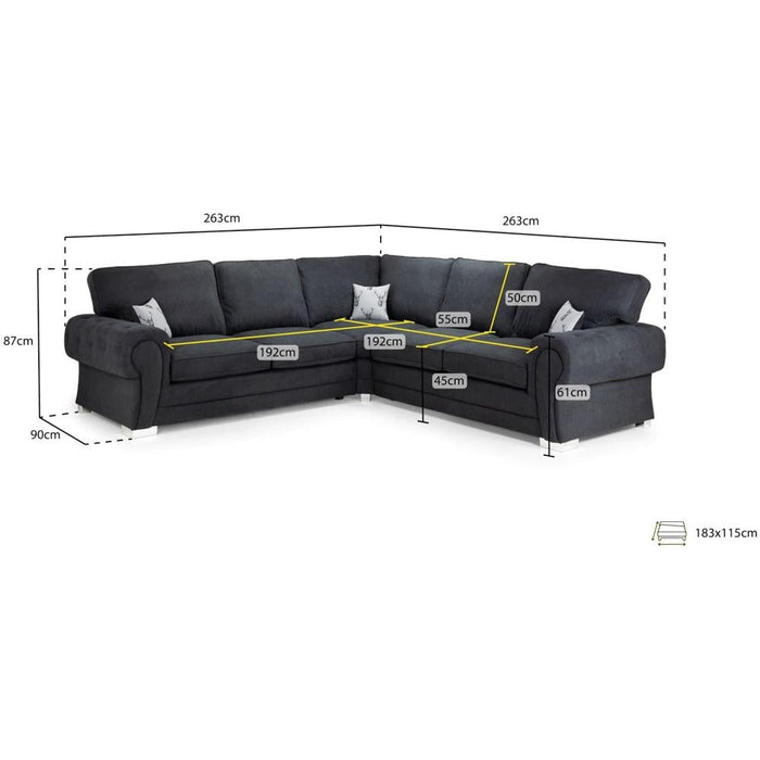 Verona Black Large Corner Sofa