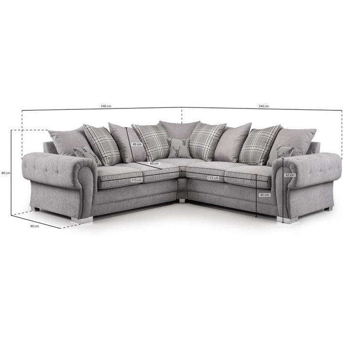 Verona Scatterback Grey Large Corner Sofa