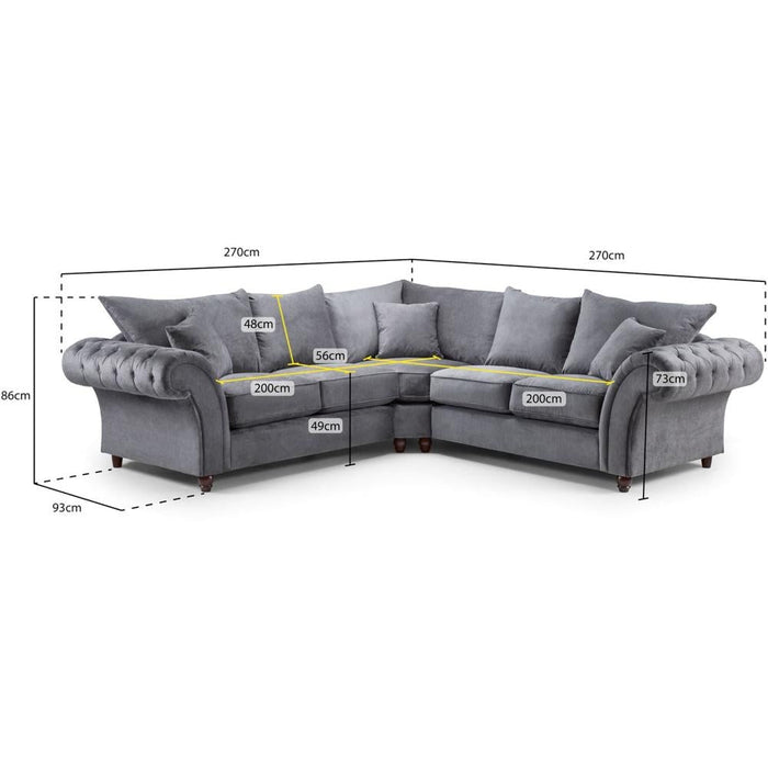 Windsor Fullback Grey Large Corner Sofa
