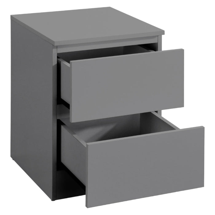 Oslo Grey 2 Drawer Bedside Cabinet