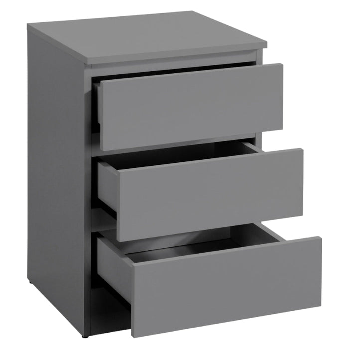 Oslo Grey 3 Drawer Bedside Cabinet