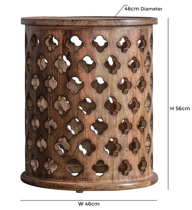 Avalynn Natural Mango Wood Round Side Table