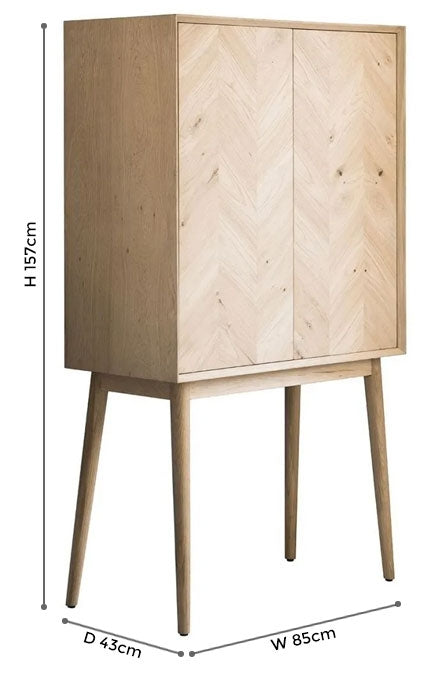Milano Oak 2 Door Drinks Cabinet
