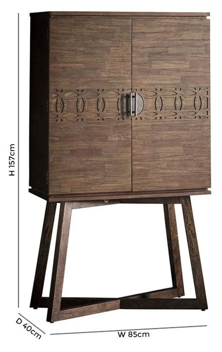 Boho Retreat Chocolate Wood Drinks Cabinet