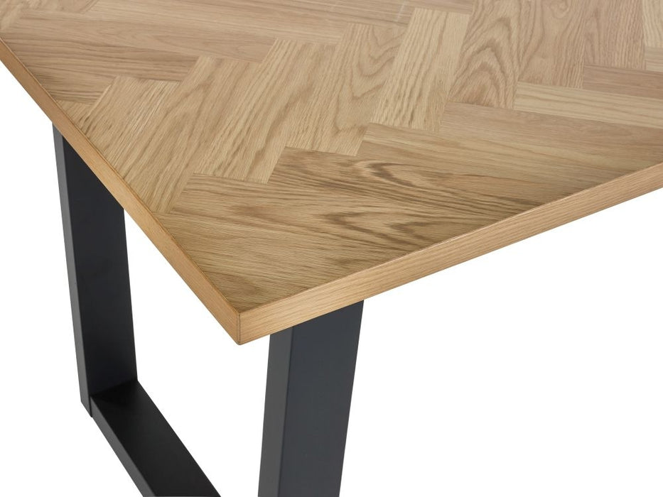 Hilton Herringbone Black and Oak Dining Table - 6 Seater