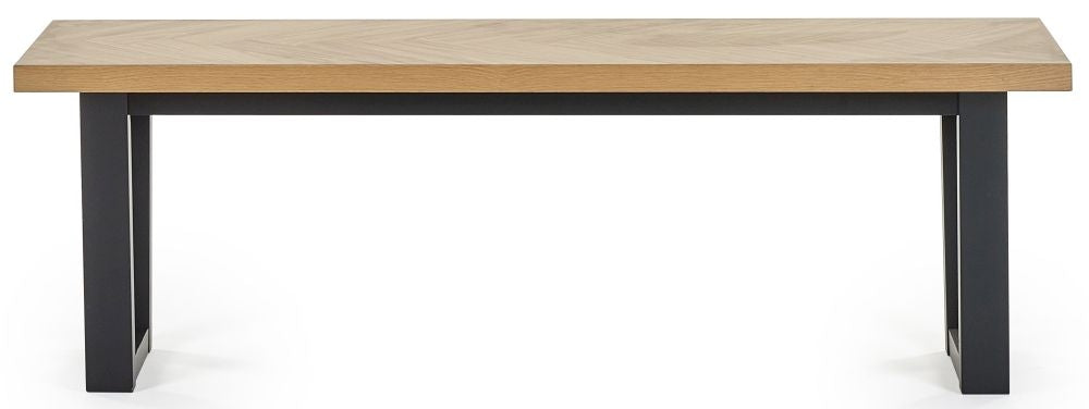 Hilton Black and Oak Herringbone Dining Bench