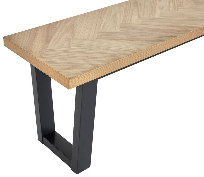 Hilton Black and Oak Herringbone Dining Bench
