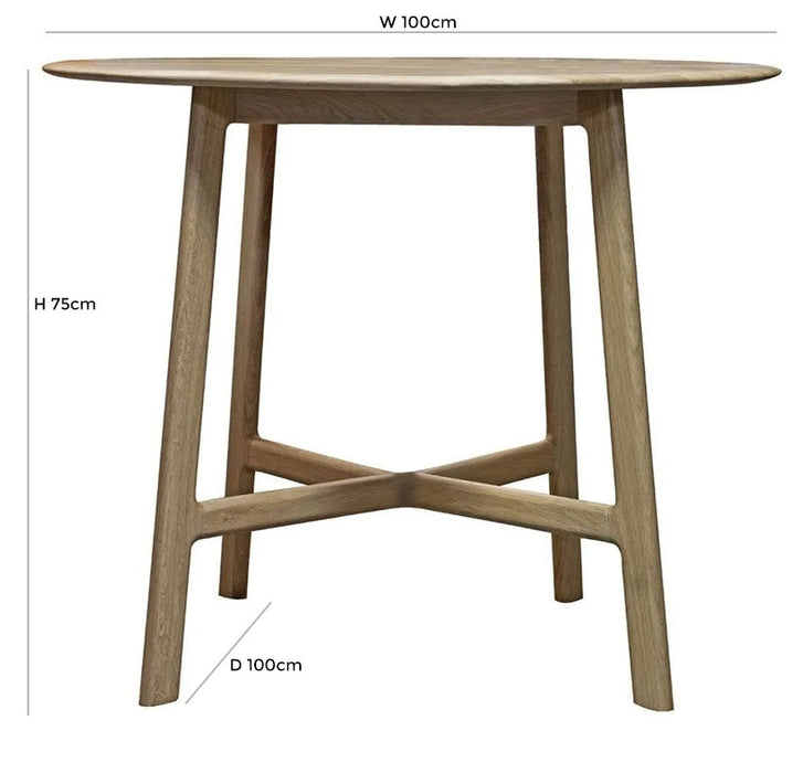 Madrid Oak 100cm Round Dining Table