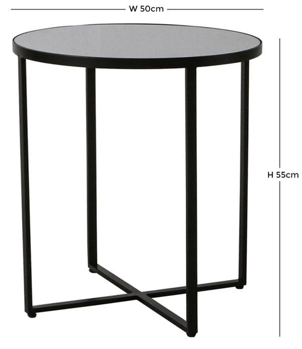 Torrance Grey Mirrored Round Side Table