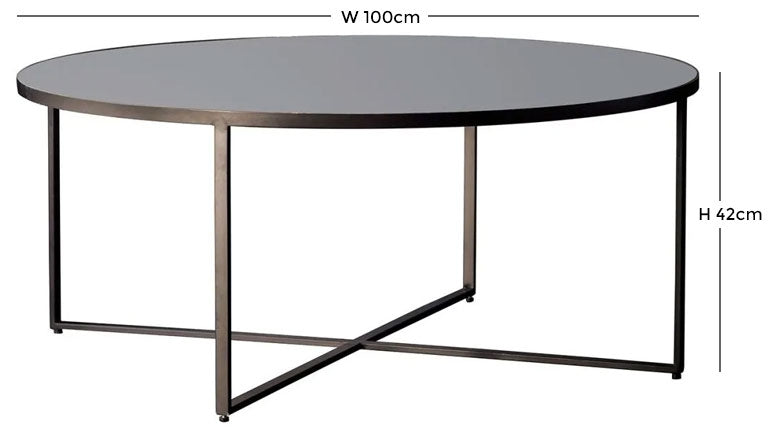 Torrance Grey Mirrored 100cm Round Coffee Table