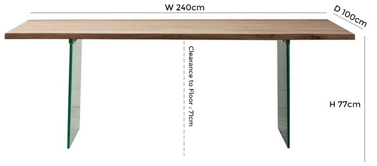Ferndale 240cm Wood and Glass Dining Table